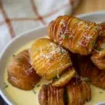 Close up of Hasselback Potato Recipe