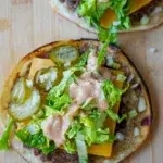 Big Mac Tacos with ground beef, cheese, and lettuce filling