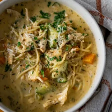 Creamy Lemon Chicken Noodle Soup-image