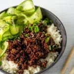 Close Up of Peking-style Beef with Rice Recipe