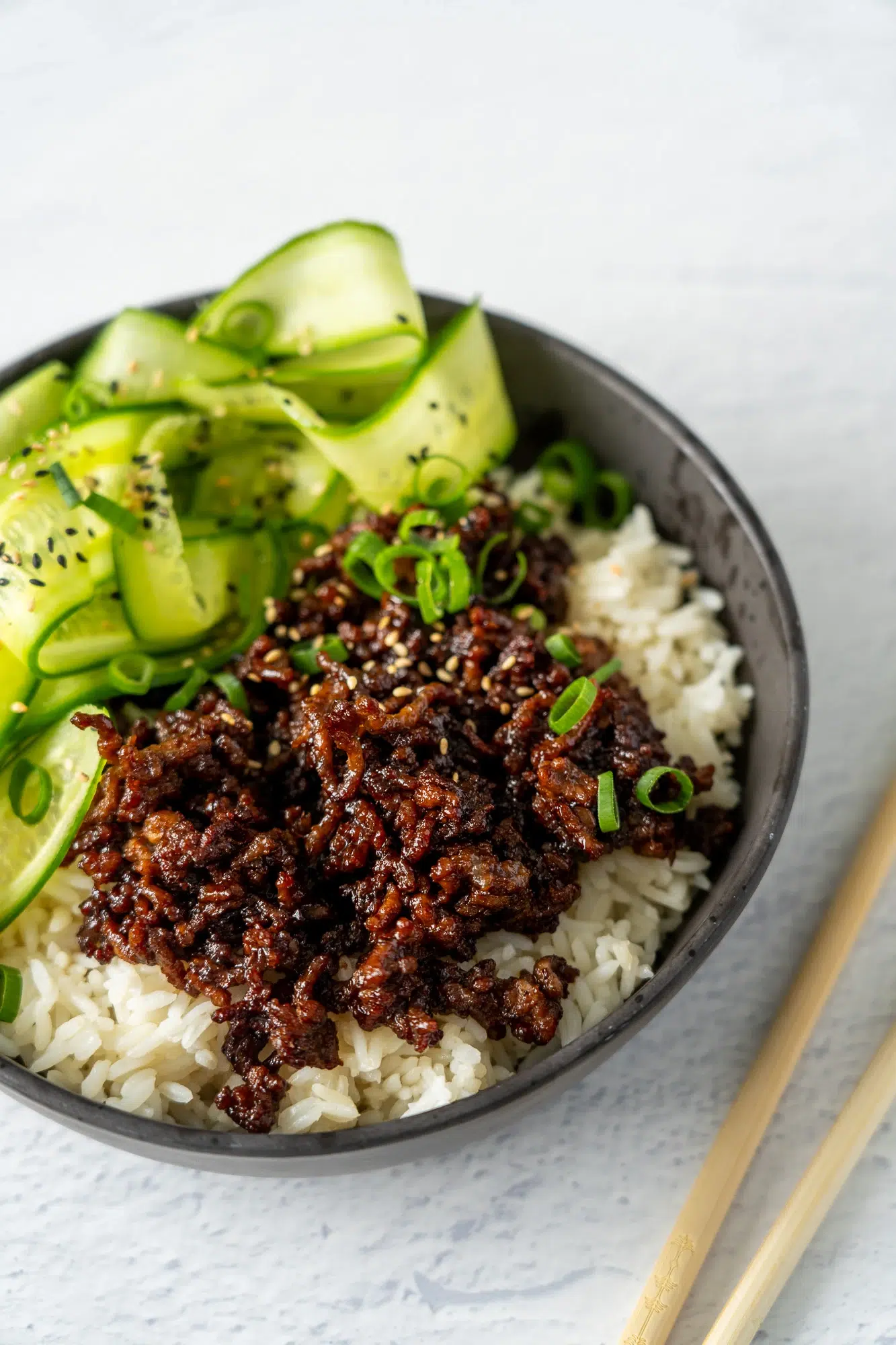 Close Up of Peking-style Beef with Rice Recipe