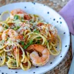 Garlic Prawn Olive Oil Spaghetti with Parmesan and Chilli Flakes