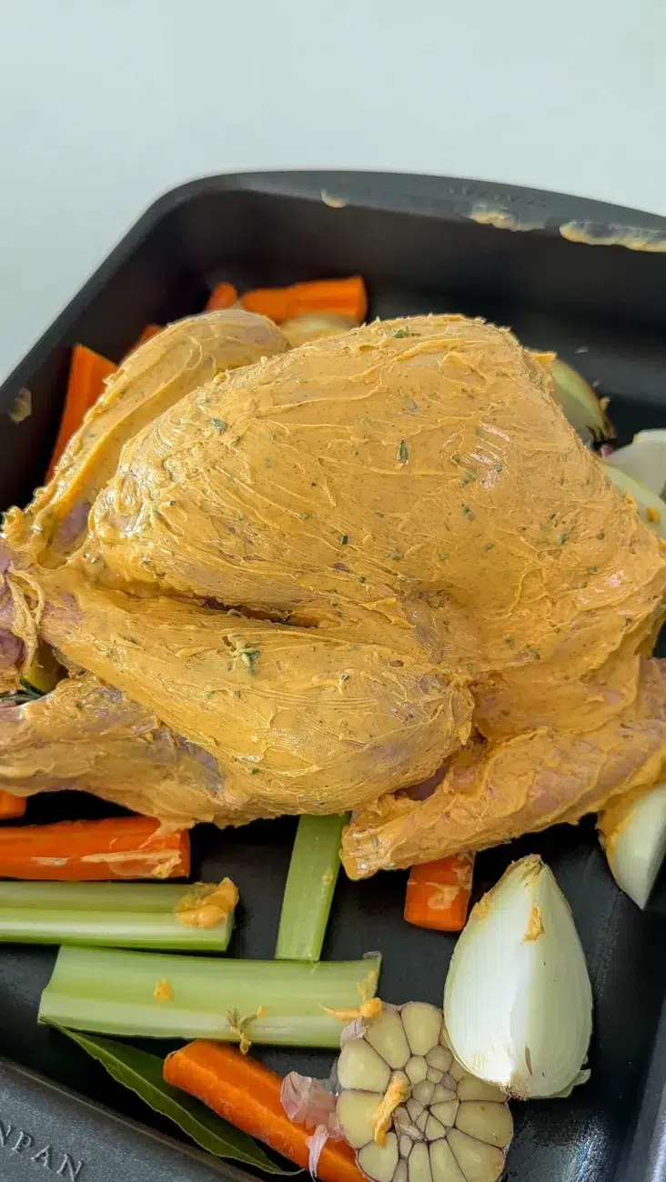 Roast Turkey Marinated and Ready for Oven