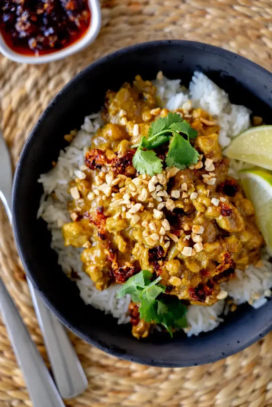 Speedy Satay Chicken Recipe top view closeup