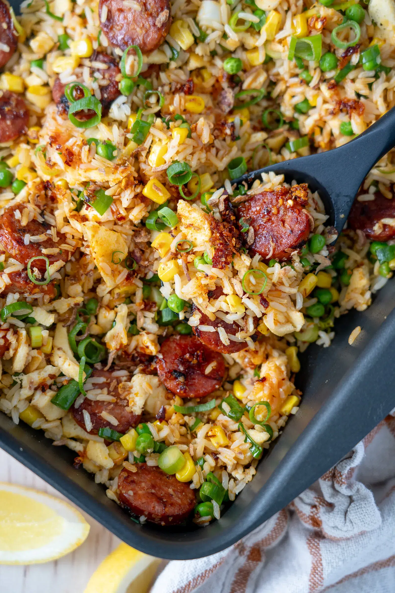 tray of baked Chorizofried rice