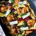 Chicken souvlaki recipe in tray