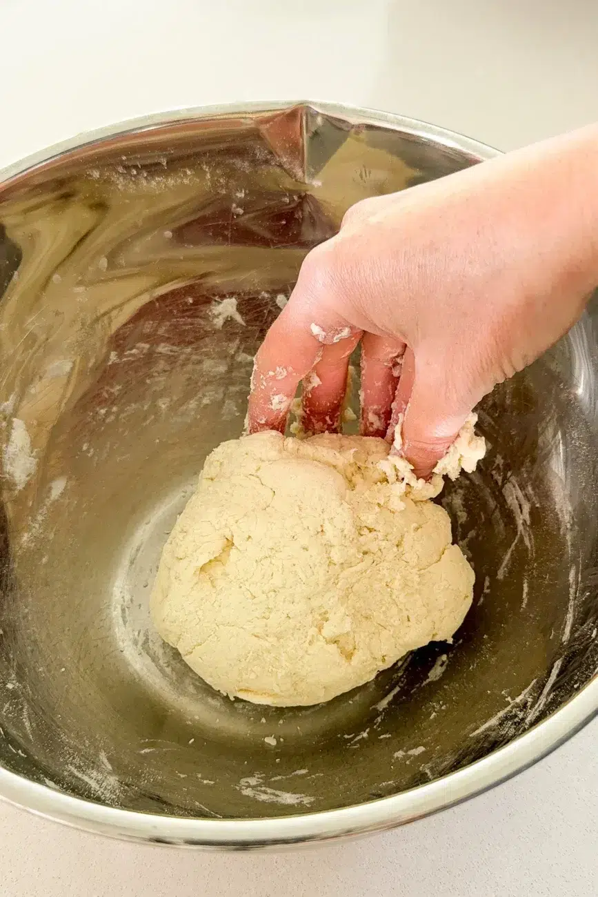 Easy no yeast cinnamon scrolls dough combined