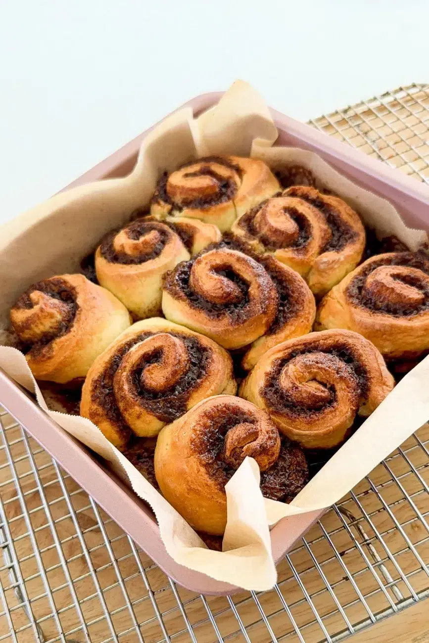 Easy no yeast cinnamon scrolls freshly baked out of the oven