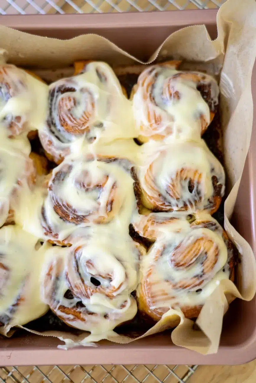 Finished Easy no yeast cinnamon scrolls straight on