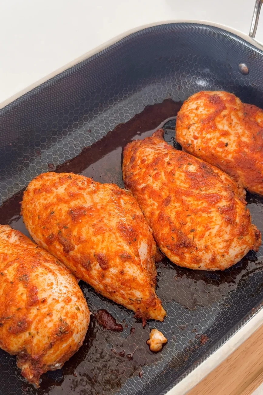 Baked chicken breast after first steam bake
