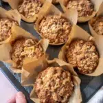 Finished Apple Cinnamon Muffins in pan overhead