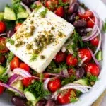 Village salad with feta olives and fresh dill