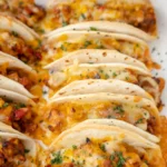 Baked Chicken Tacos in tray with juicy filling