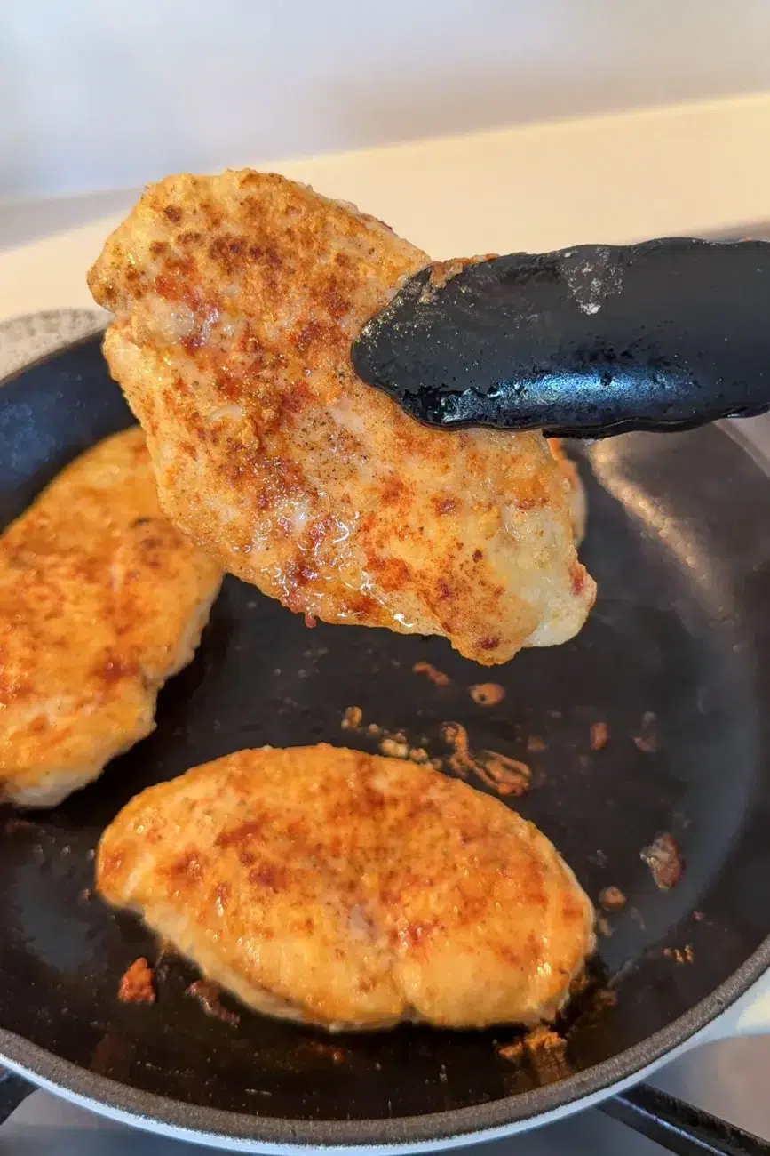 Browned Chicken Ready for Cream Mustard Sauce