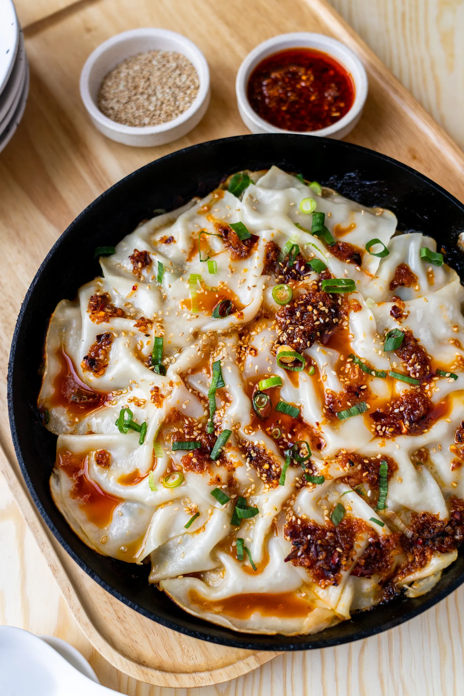 Dumpling lasagne recipe in pan