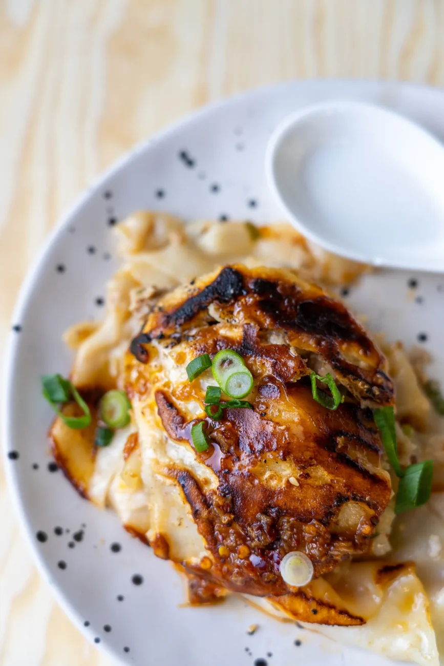 Dumpling lasagne with crispy base