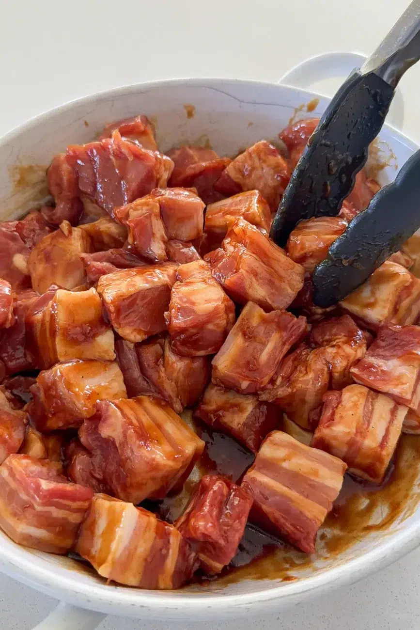 Pork mixed with marinade