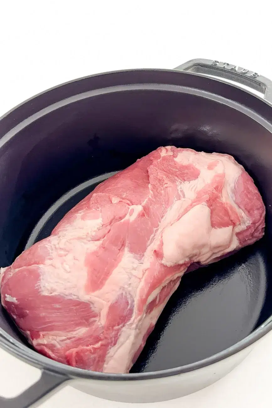 Raw pork scotch roast in pan ready for marinade