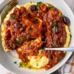 chicken cacciatore tomato sauce over polenta