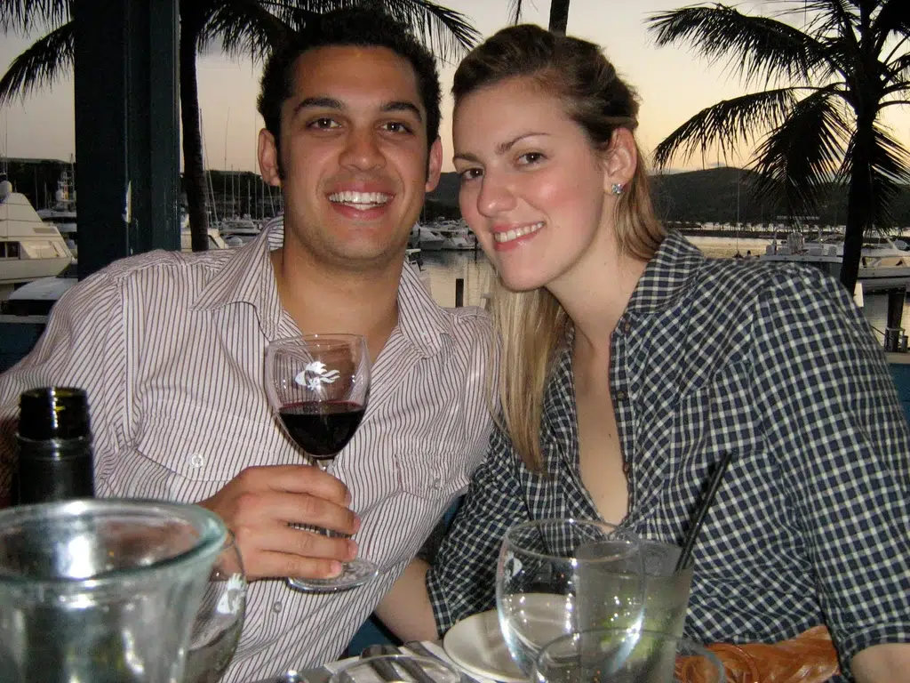 Nicole and Heath in 2008 at a waterfront restaurant on Hamilton Island