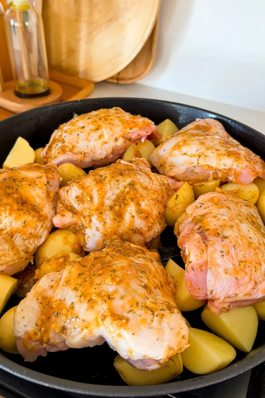 Chicken with the marinade rubbed in