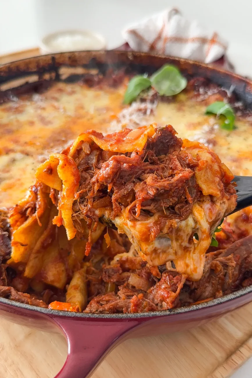 cheesy one pan beef ragu lasagne
