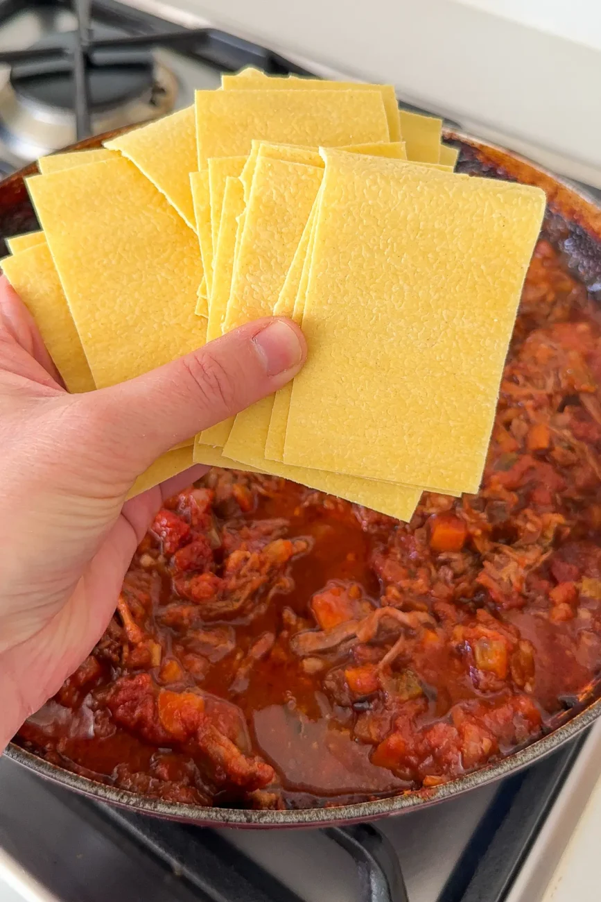 fresh lasagne sheets cut into pieces