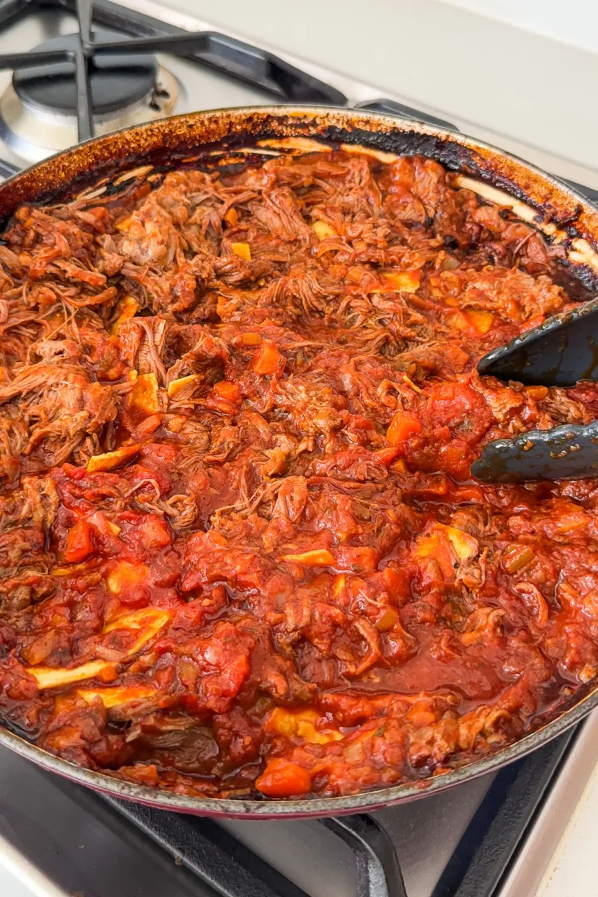 lasagne sheets tucked through beef ragu