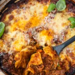 one pan beef ragu lasagne close up