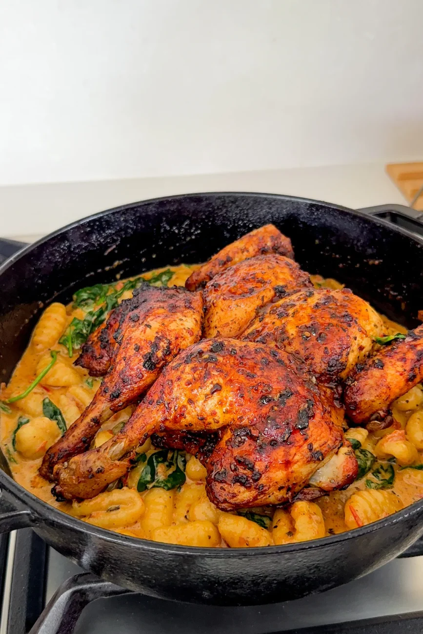 Finished chicken and gnocchi dish
