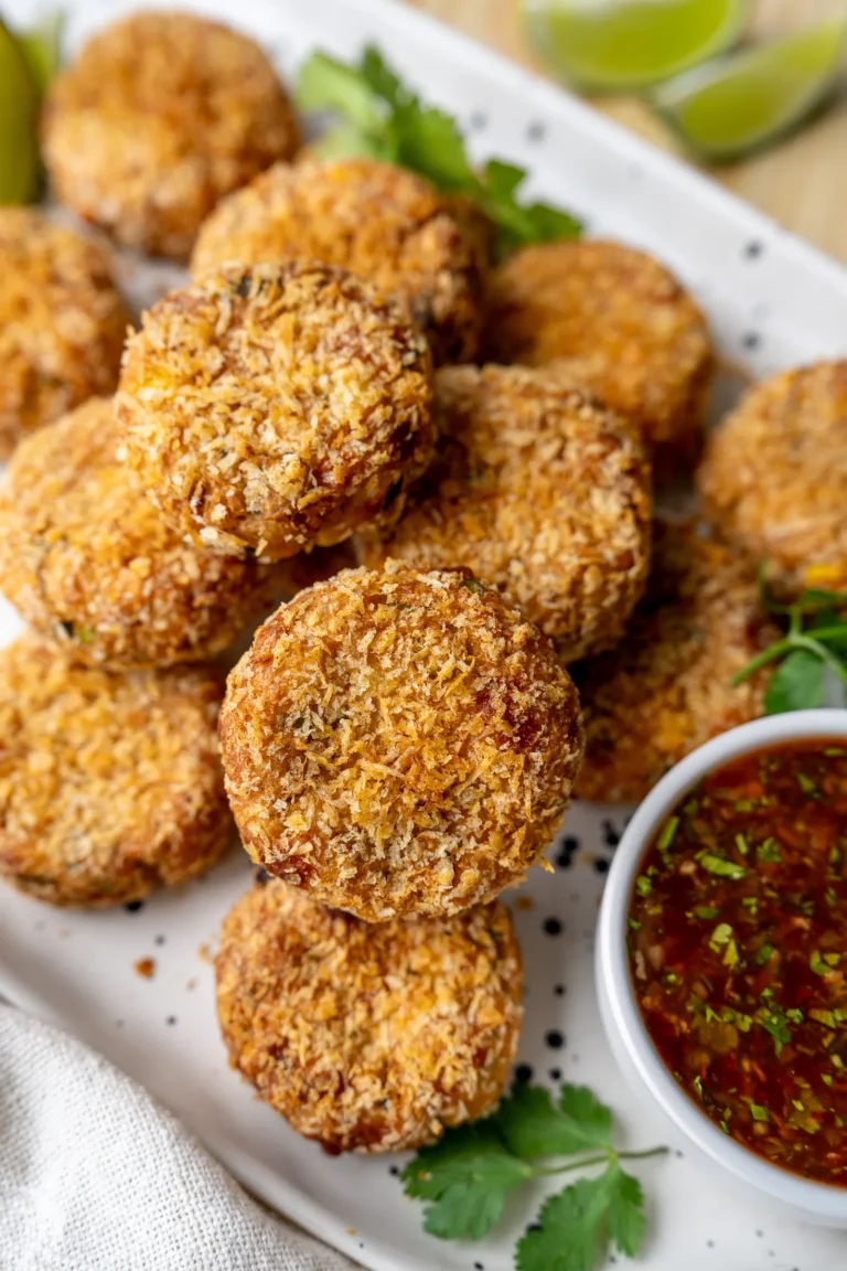 Fish cakes with dipping sauce on side