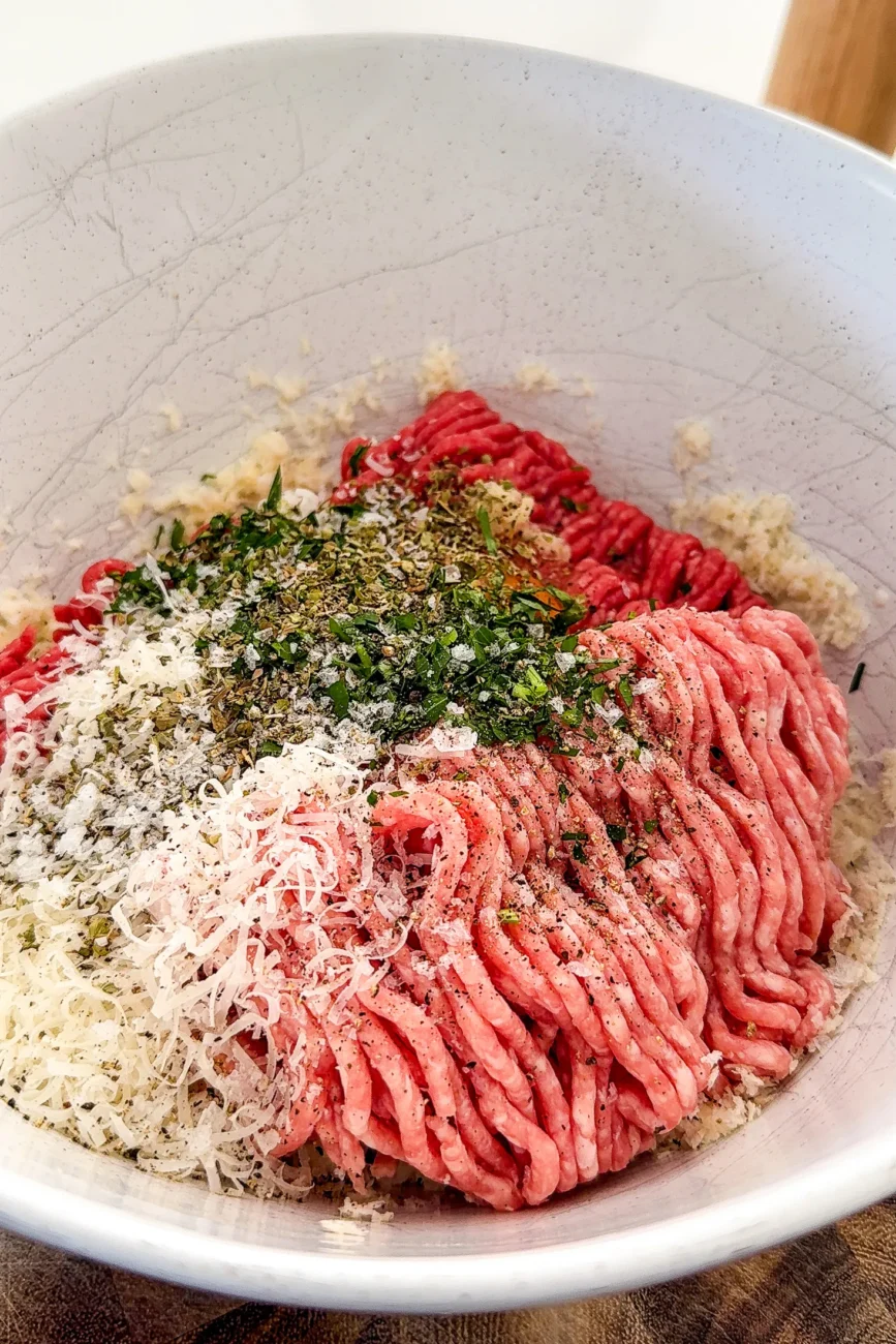 Meatball mixture ready to be mixed