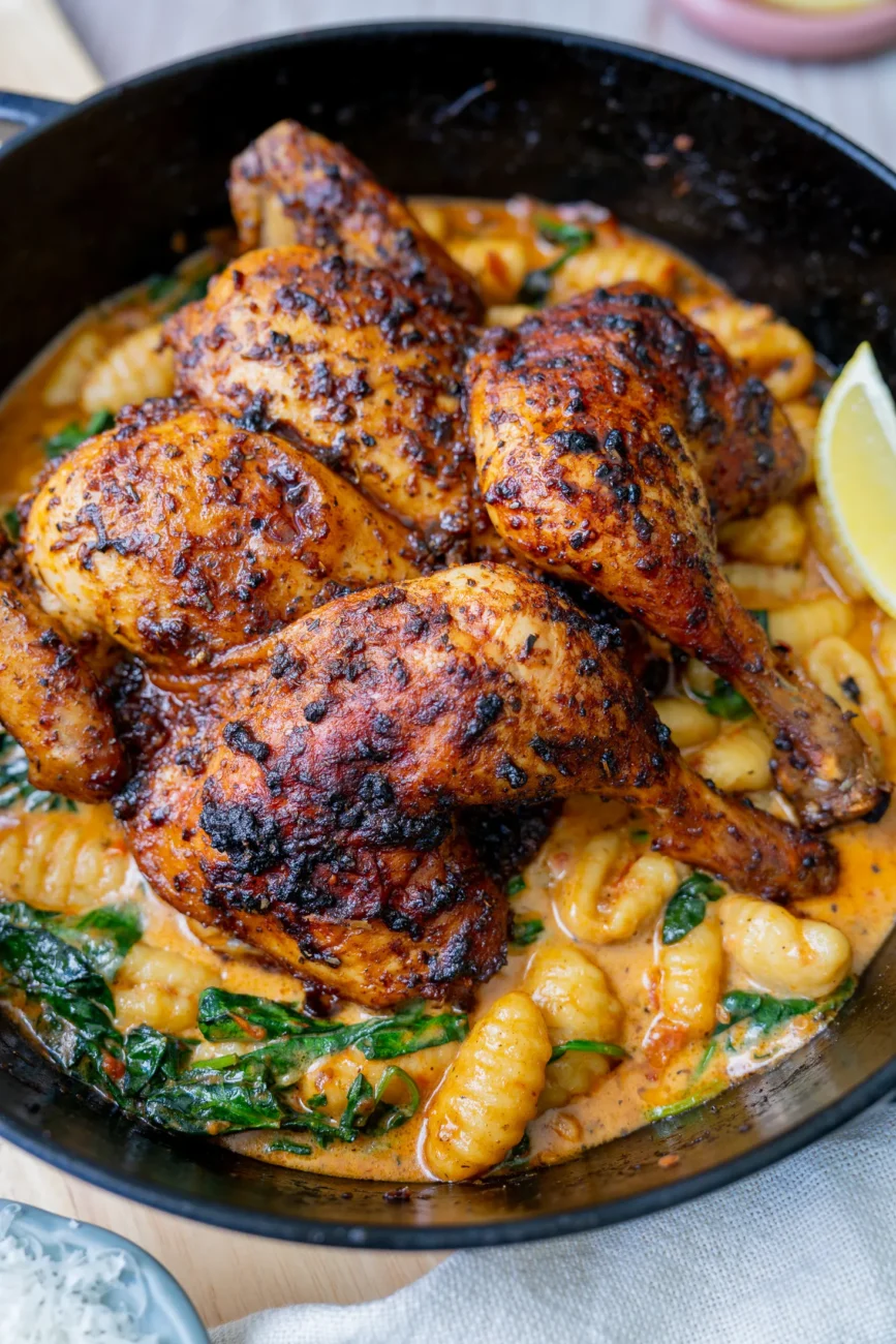Roasted chicken and gnocchi, tighter overhead