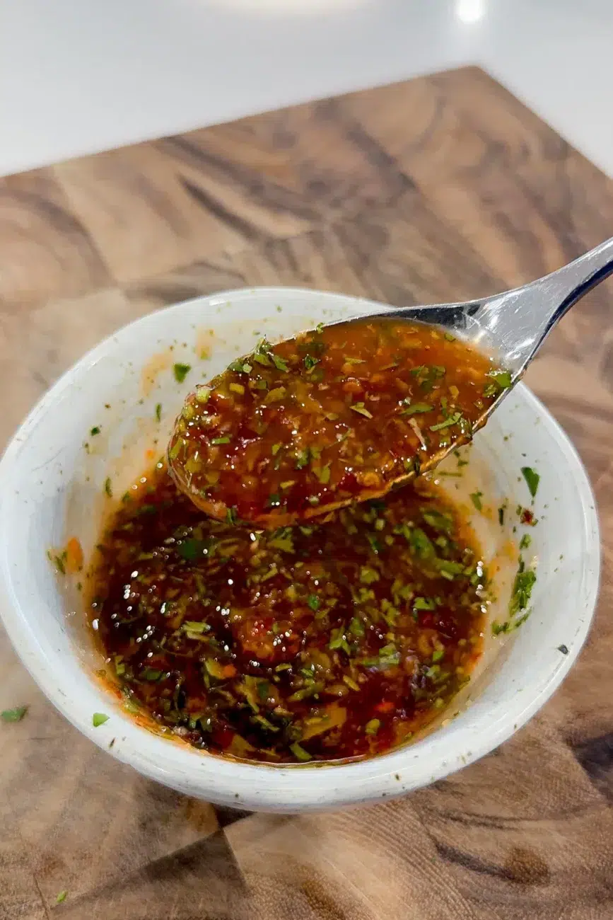 Sweet chilli lime sauce mixed and ready for dipping